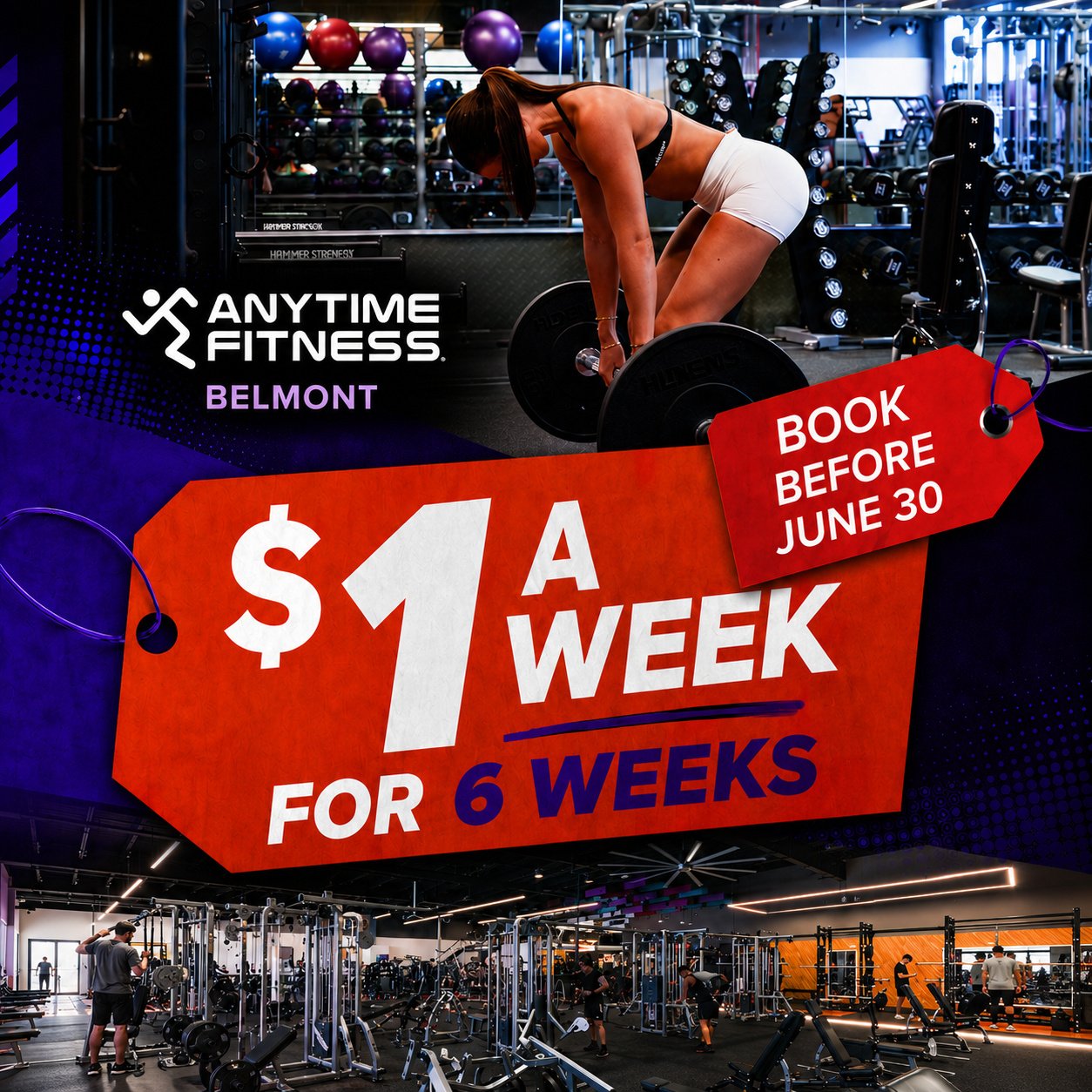 Previous Anytime Fitness Belmont one dollar a week for six weeks campaign example